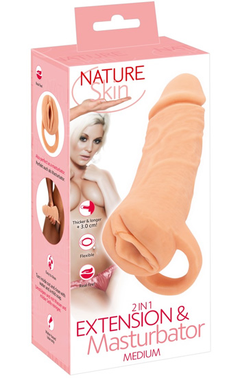 2-in-1 Extension & Masturbator 18,5cm - Varpos plėtra 5