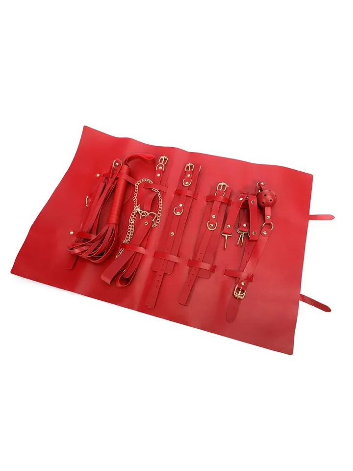 7-pcs Bondage Set With Bag Red - Vergavimo rinkinys 2 [full]