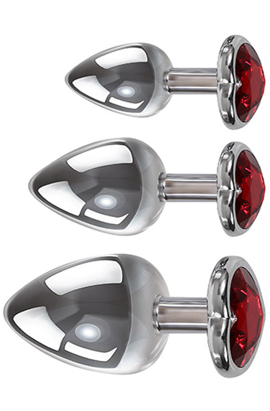 A And E Three Hearts Gem Anal Plug Set - Analinis kištuko rinkinys 2