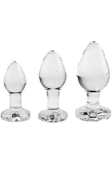 Adam & Eve Pink Gem Glass Plug Set - Stiklo analinis kištukas 2