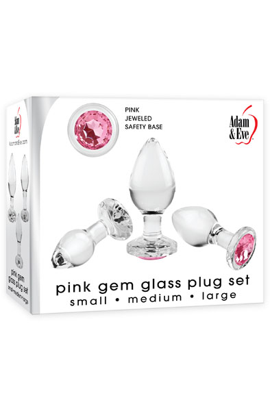 Adam & Eve Pink Gem Glass Plug Set - Stiklo analinis kištukas 3