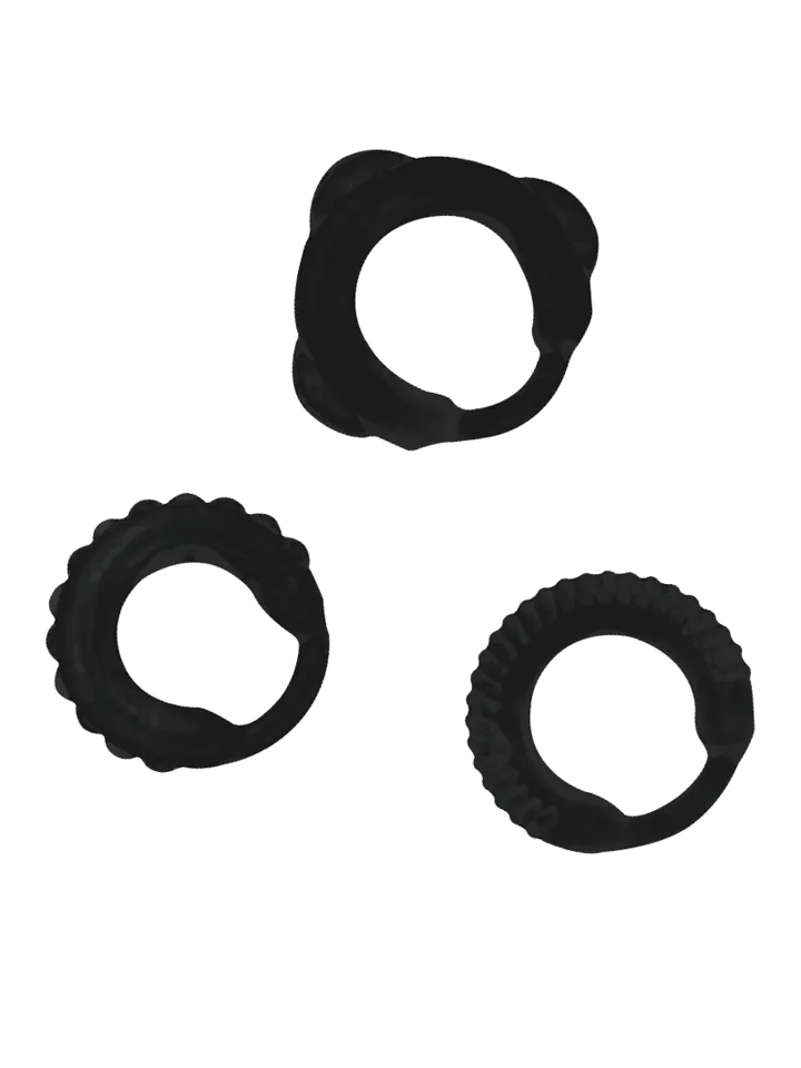 Addicted Toys Penis Ring Set Black - Gaidžio žiedo rinkinys 1 [full]