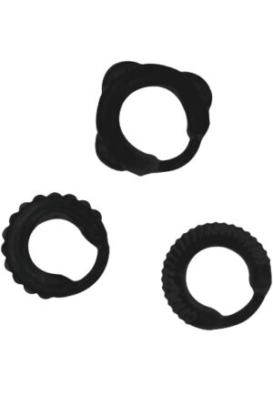 Addicted Toys Penis Ring Set Black - Gaidžio žiedo rinkinys 1