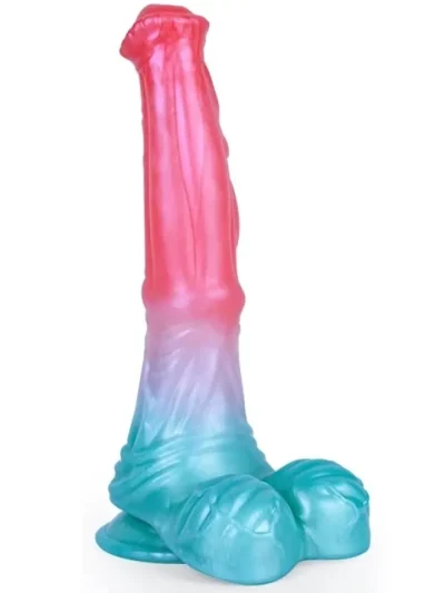 Alien Beast Cyan Rainbow Dildo 24,8 cm - Dragon dildo 1