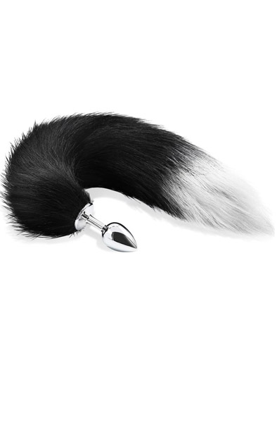 Anal Plug With Black & White Tail Medium - Gyvūnų uodegos analinis kištukas 1