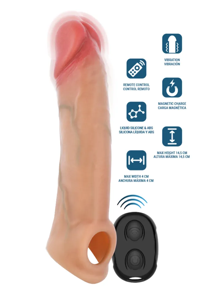 Arnold Vibrator Penis Sleeve With Remote 16 cm - Vibruojantis varpos plėtra 1 [full]