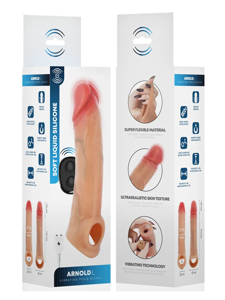 Arnold Vibrator Penis Sleeve With Remote 16 cm - Vibruojantis varpos plėtra 6 [full]