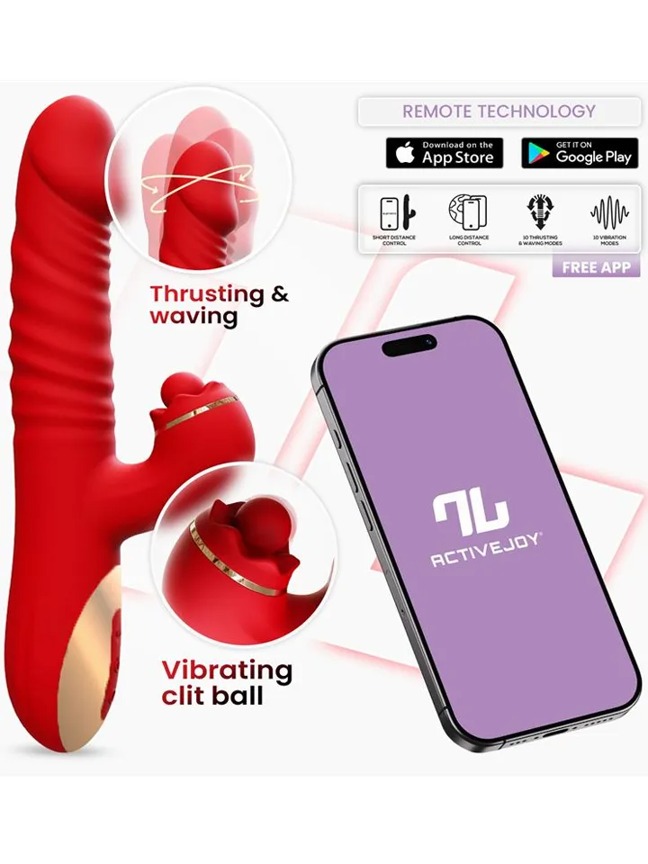 Ascen Thrusting & Waving Vibe With App - APP kontroliuojamas „RabbitVibrator“ 1 [full]
