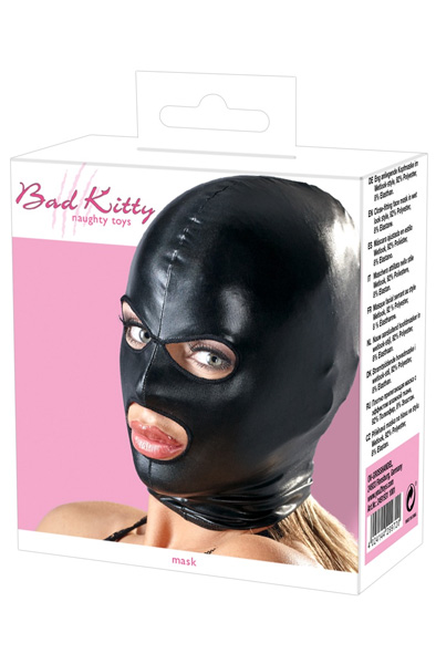 Bad Kitty Shiny Black Wetlook Mask - BDSM kaukė 2