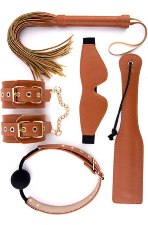 BDSM Set Cognac Vegan Leather - Vergavimo rinkinys 1