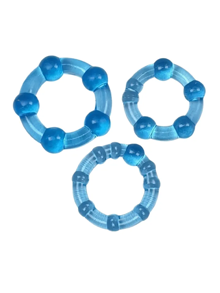 Beaded Ring Set Blue 3-Pack - Gaidžio žiedo rinkinys 1 [full]