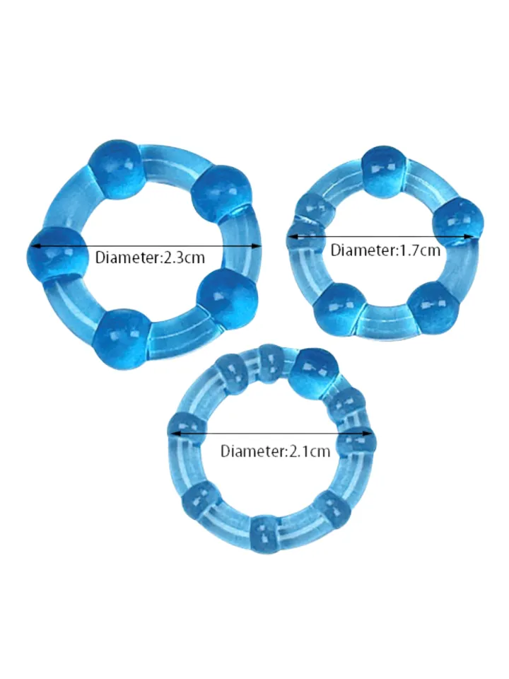 Beaded Ring Set Blue 3-Pack - Gaidžio žiedo rinkinys 2 [full]