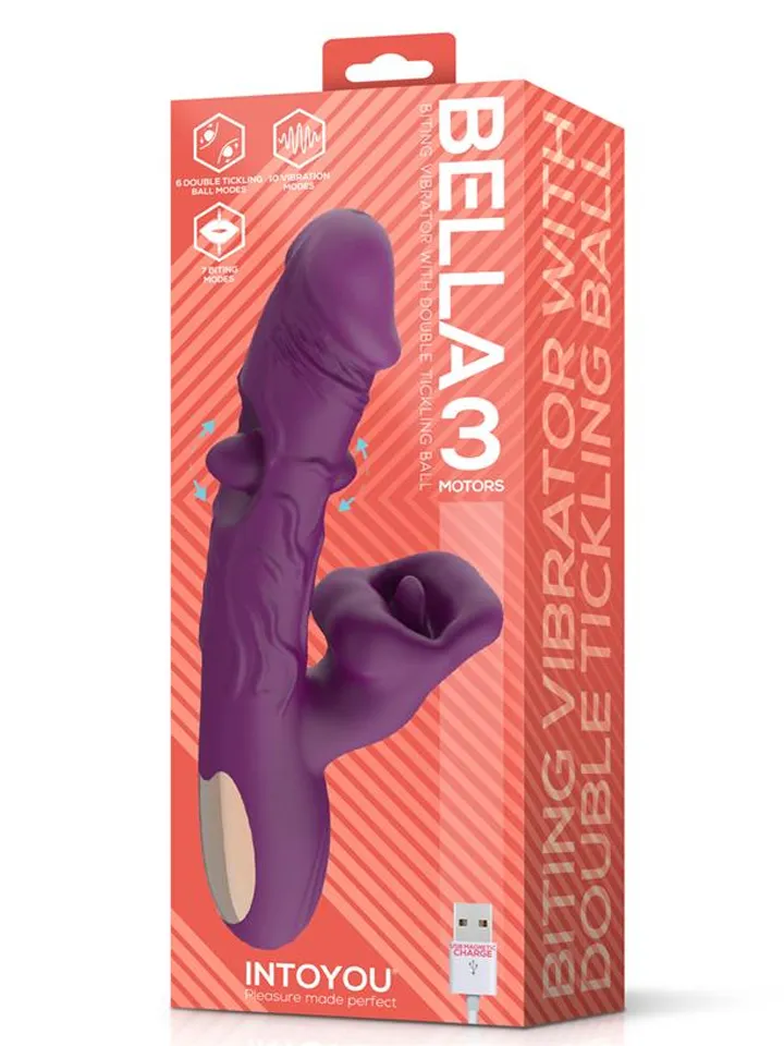 Bella 3 Motors Double Tickling Ball & Biting - Triušio vibratorius su besisukančiu liežuviu 6 [full]