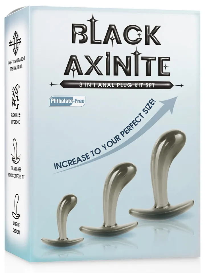 Black Axinite Anal Plug Set Smoke - Analinis kištuko rinkinys 3