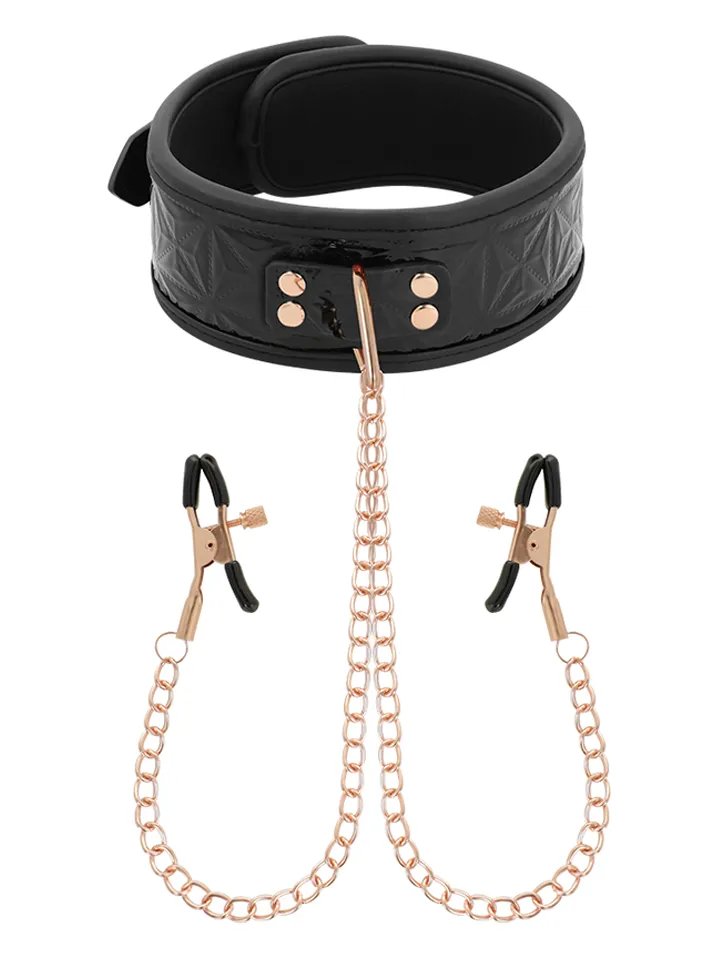 Black Edition Collar With Nipple Clamps - Karoliai su krūties spaustukais 1 [full]