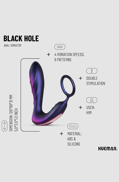 Black Hole Anal Vibrator With Cockring - Prostatos vibratorius su varpos žiedu 3