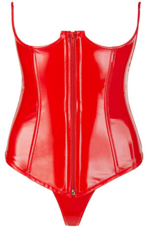 Black Level Vinyl Corset With Thong Red - Korsetas 1