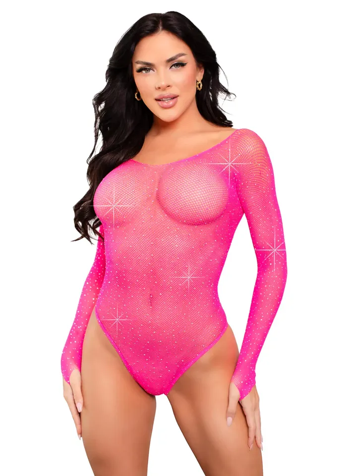 Bodysuit With Snap Crotch Panty Neon Pink - Bodžiai ir Žaismo kostiumai 1 [full]