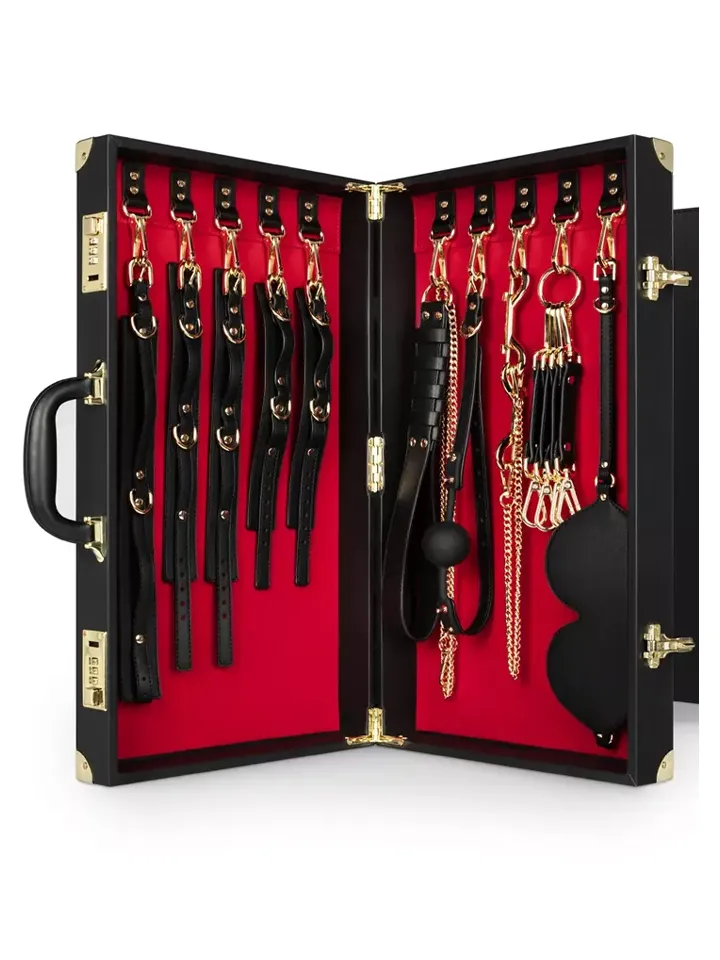 Bondage Suitcase 13-pcs PU Leather - Vergavimo rinkinys 1 [full]