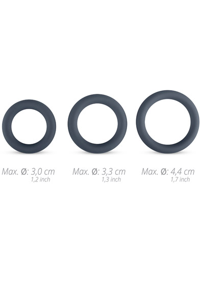 Boners 3-Piece Cock Ring Set Grey - Gaidžio žiedo rinkinys 3
