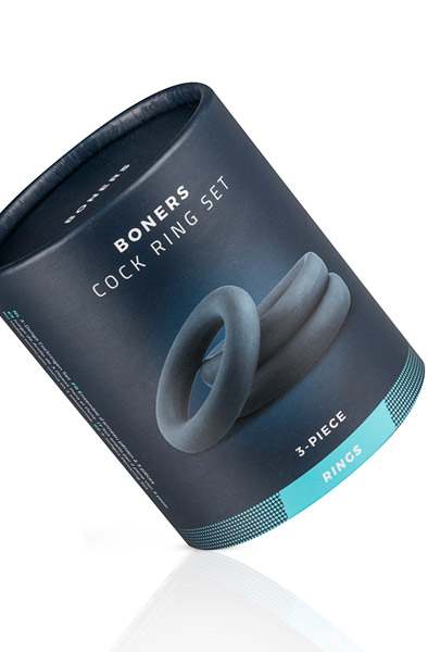 Boners 3-Piece Cock Ring Set Grey - Gaidžio žiedo rinkinys 4