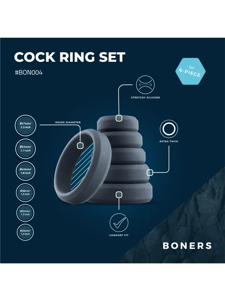 Boners 6-Piece Cock Ring Set - Gaidžio žiedo rinkinys 2 [full]