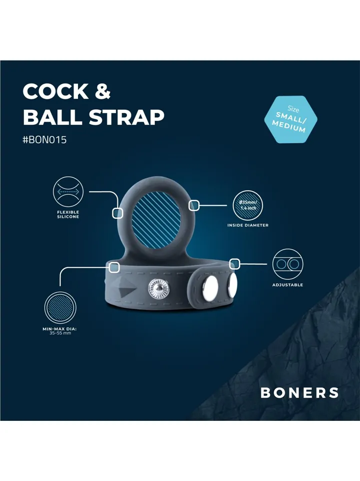Boners Cock & Ball Strap S/M - Varpos ir kapšelio žiedai 2 [full]
