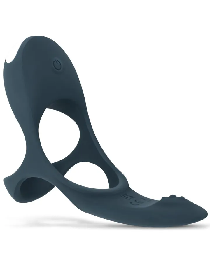 Boners Triple Vibrating Cockring Blue - Vibruojantis gaidžio žiedas 4