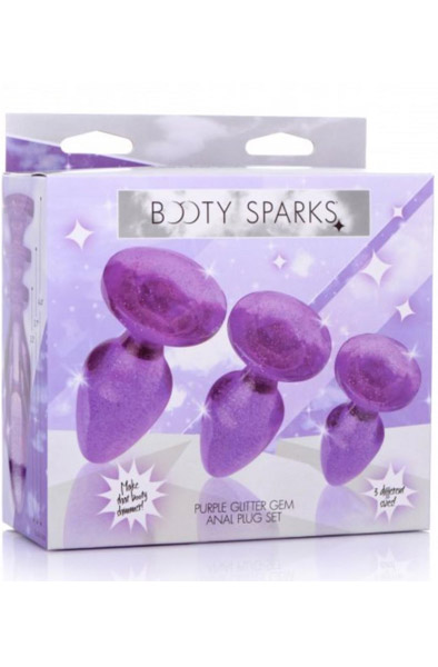 Booty Sparks Shimmering Gem Anal Plug Set Purple - Analinis kištuko rinkinys 2