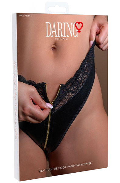 Brazilian Wetlook Zipper Panty - Kelnaitės 6