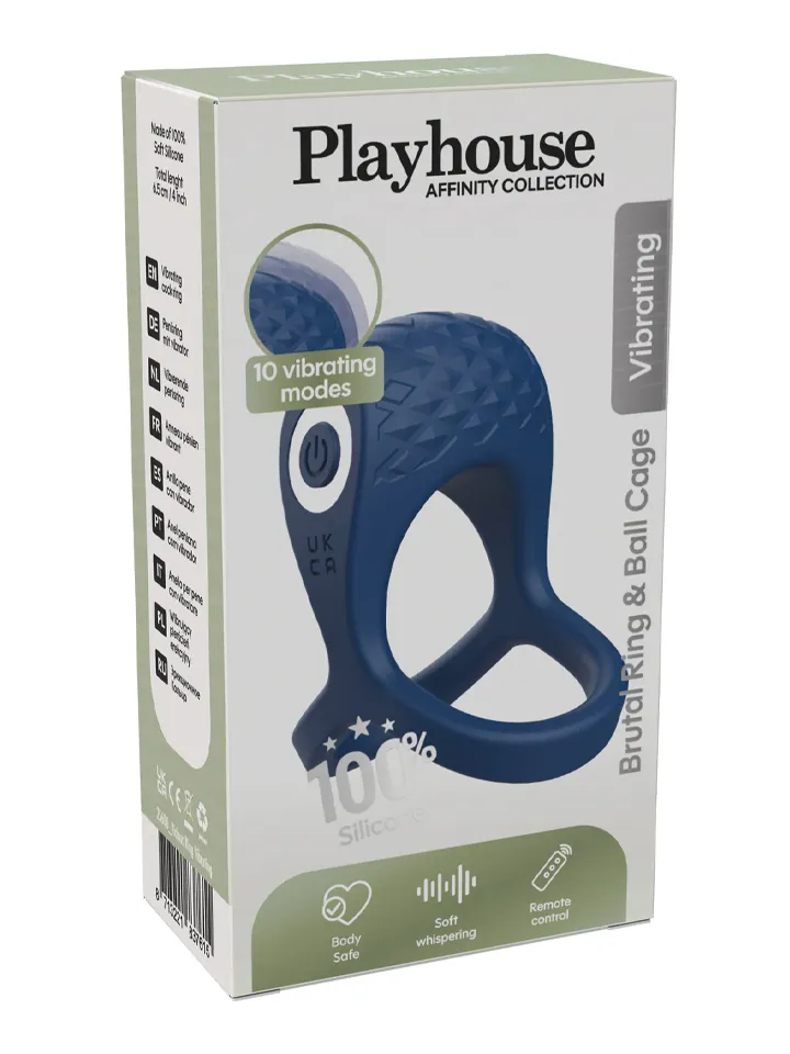 Brutal Ring & Ball Cage Vibrating + Remote - Vibruojantis gaidžio žiedas 3 [full]