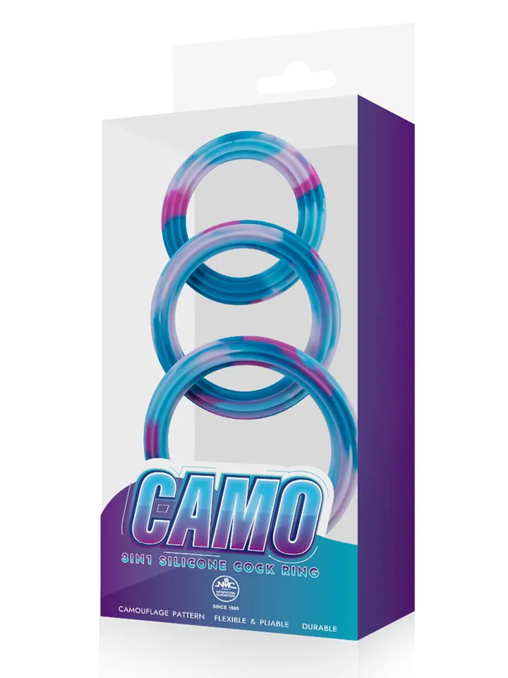 Camo 3in1 Silicone Cock Ring - Gaidžio žiedo rinkinys 2 [full]
