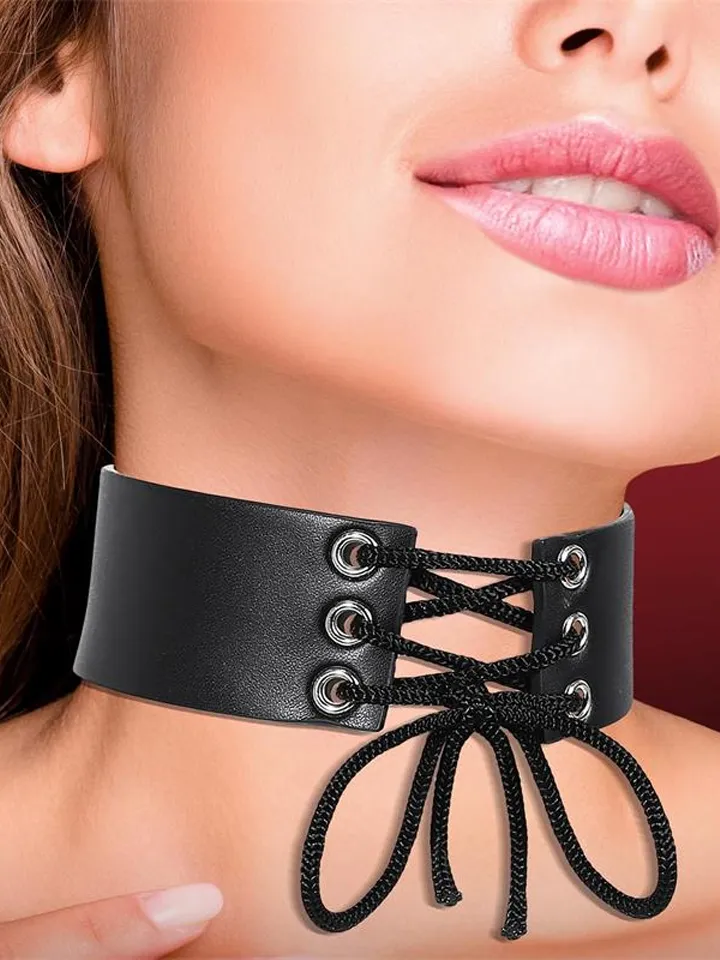 Cinderella Collar With Lace Vegan Leather - BDSM Dūsintuvas (Chokeris) 1 [full]