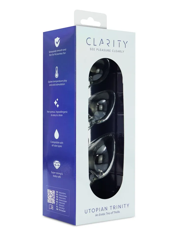 Clarity Utopian Trinity Glass Anal Plug Set - Analinis kištuko rinkinys 4 [full]
