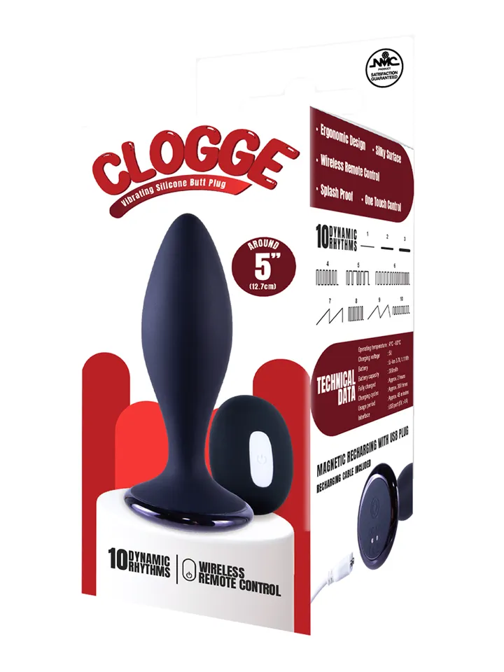 Clogge Vibrating Silicone Butt Plug - Vibruojantis analinis kištukas 4 [full]