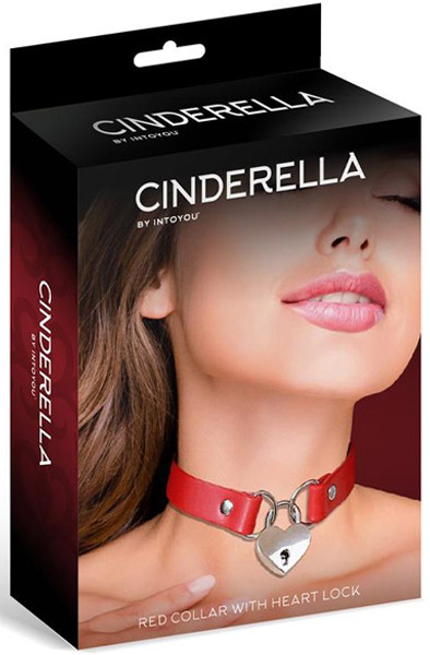 Collar With Heart Lock Vegan Leather Red - BDSM Dūsintuvas (Chokeris) 3