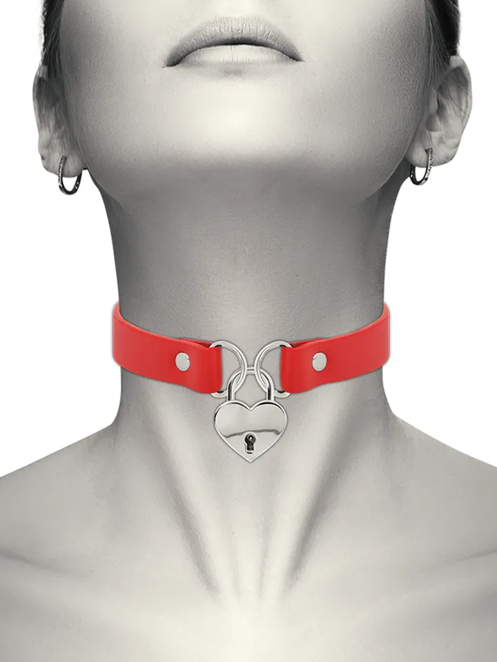 Coquette Hand Crafted Choker Keys Heart Red - BDSM Dūsintuvas (Chokeris) 1 [full]