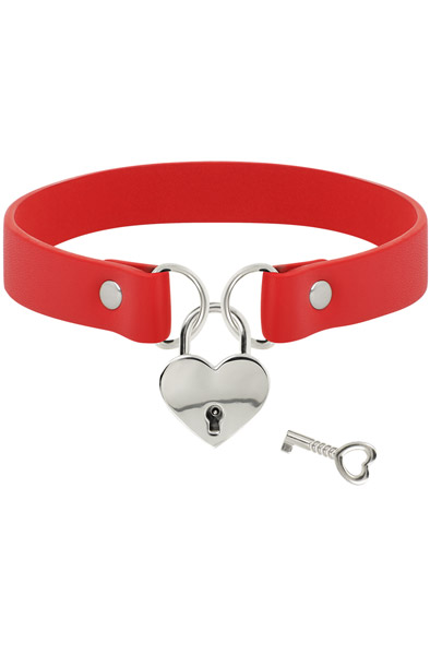 Coquette Hand Crafted Choker Keys Heart Red - BDSM Dūsintuvas (Chokeris) 2