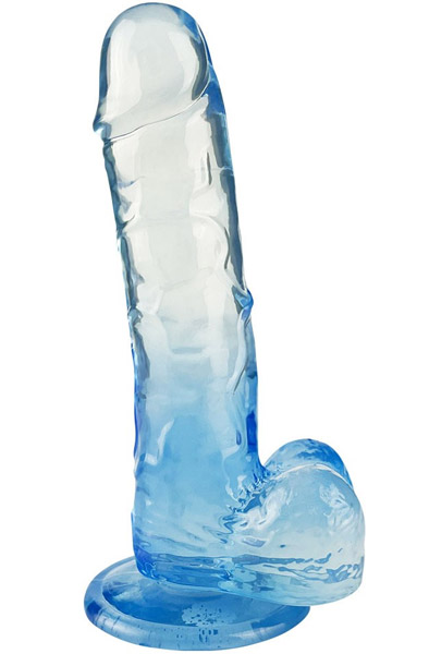 Crystal Pleasures Dual Color Blue 18 cm - Siurbimo taurė dildo 2