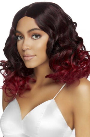 Curly Ombre Long Bob Wig Burgundy - Perukas 1