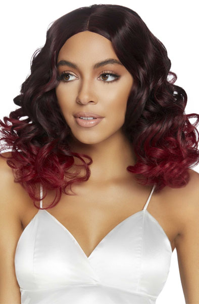 Curly Ombre Long Bob Wig Burgundy - Perukas 3
