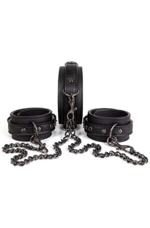 Dark Desire Collar With Ankle Cuffs - BDSM apykaklės ir antrankiai pėdoms 1