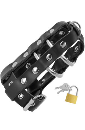 Darkness Leather Chastity Cage - Skaistybės narvas 1