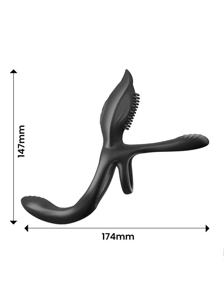 Daxer Girth Gainer Vibrating Double Cockring - Vibruojantis gaidžio žiedas 4 [full]