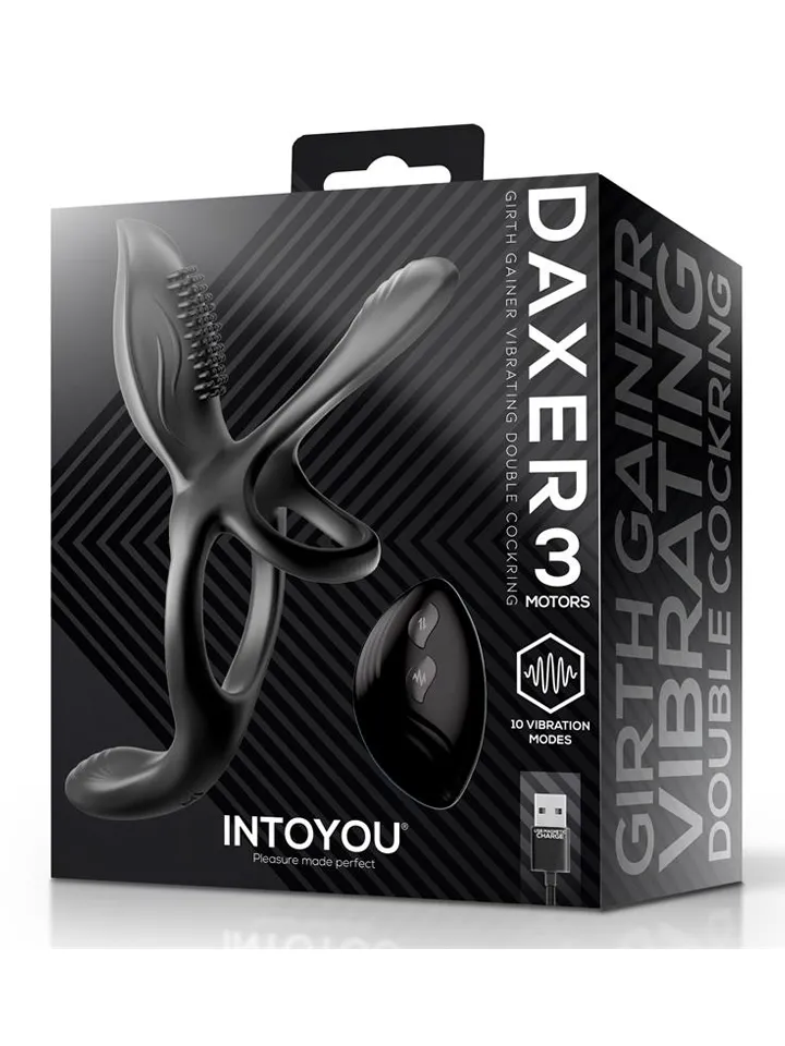 Daxer Girth Gainer Vibrating Double Cockring - Vibruojantis gaidžio žiedas 5 [full]