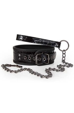 Diabolique Black Collar With Leash - Apykaklė ir pavadėlis 1