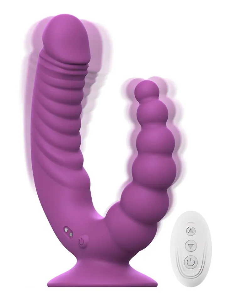 Double Vibrator With Suction Cup & Remote - Vibruojantis dualdildo 1 [full]