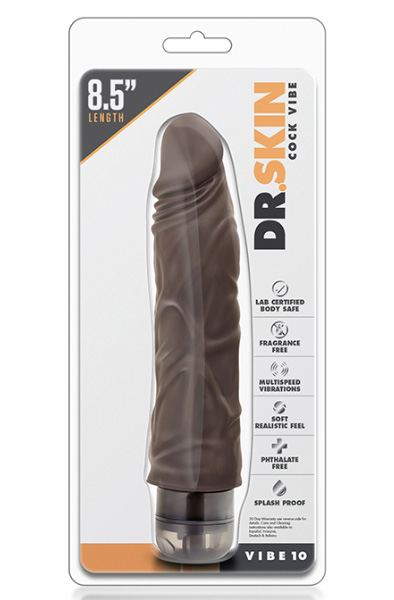 Dr. Skin Cock Vibe 10 Chocolate 22,5cm - Vibruojantis dildo 2