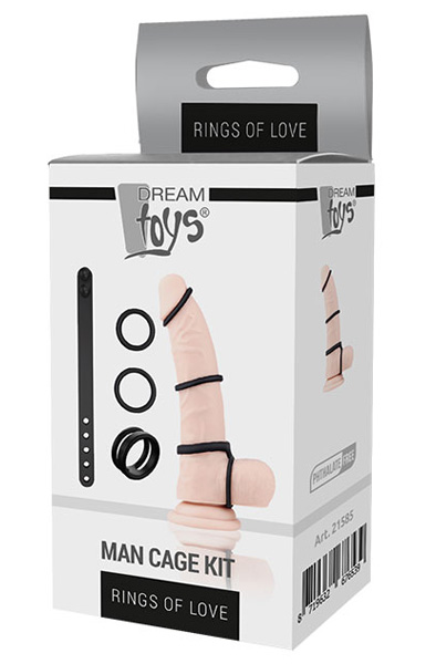 Dream Toys Rings Of Love Man Cage Kit Black - Gaidžio žiedo rinkinys 2