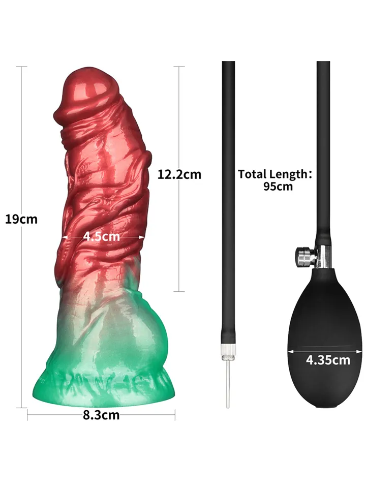 Dual Density Inflatable Dildo Red/Green 19 cm - Pripučiamas dildo 4 [full]